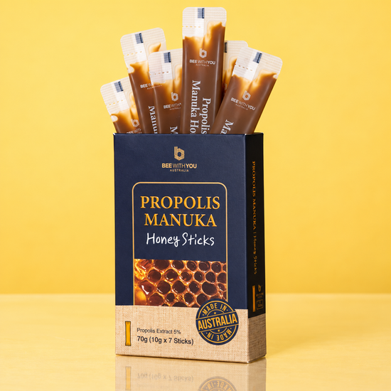 Australian navy box with Propolis Manuka Honey Sticks